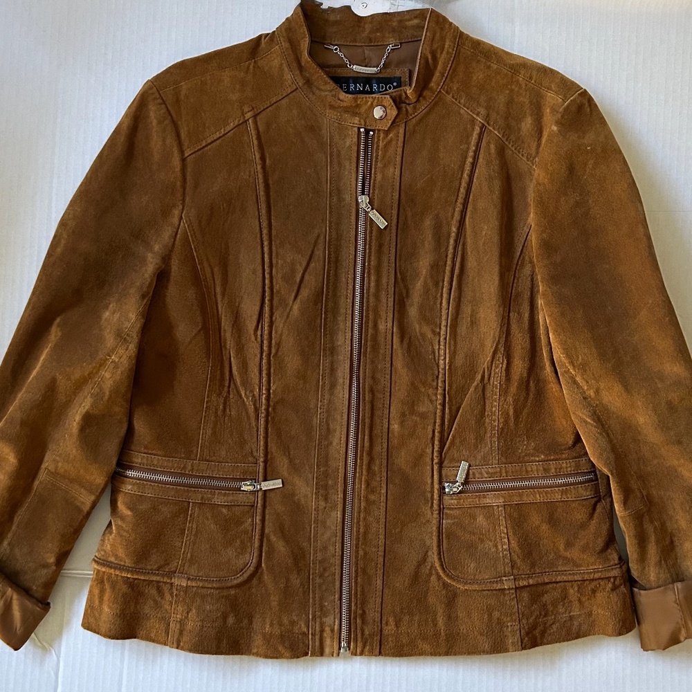 Bernardo Suede Satin-Lined Jacket - XL - Perfect for Fall or Warmer Winter Days